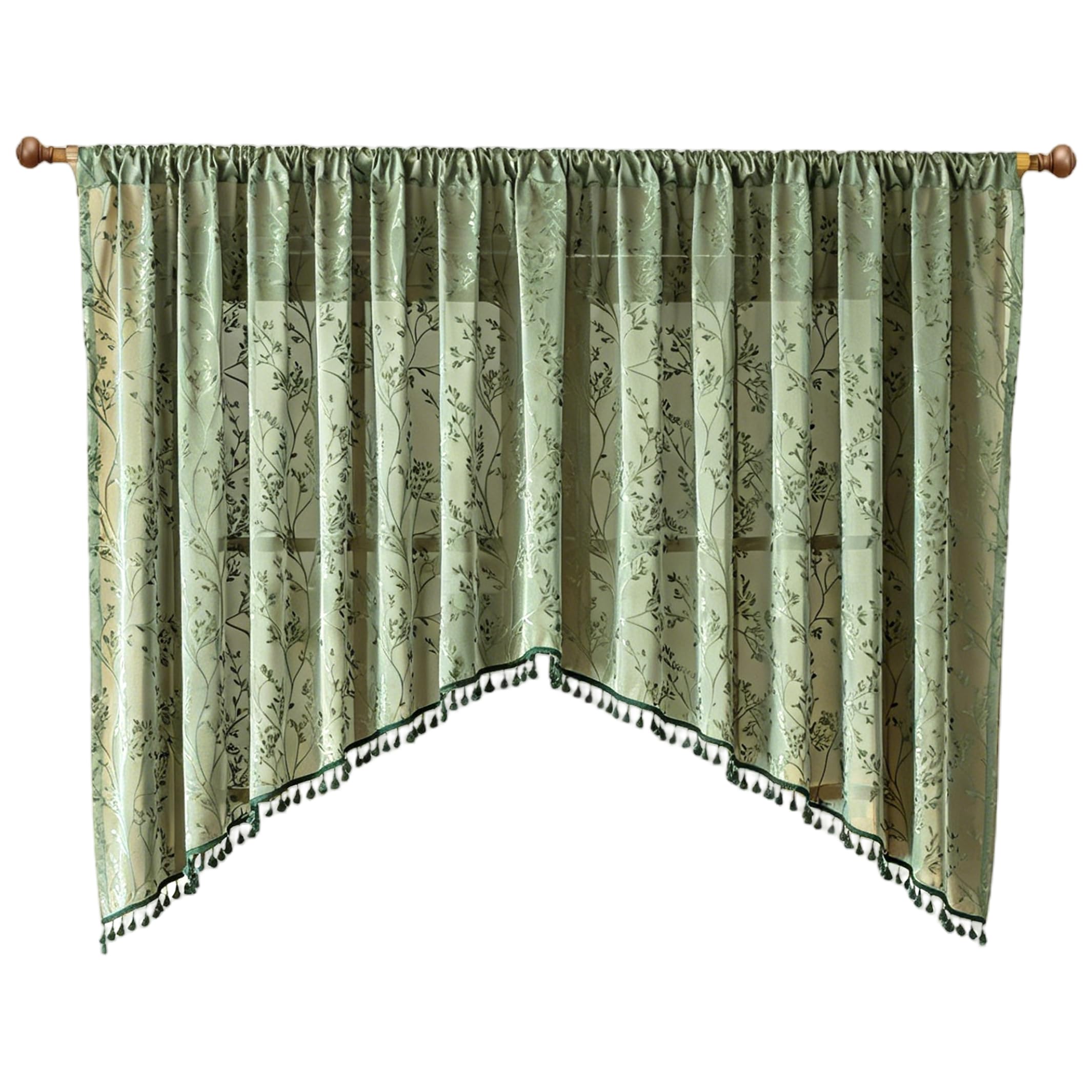 Cortinas swag de encaje arqueadas para transformar tu cocina en un espacio rústico y acogedor