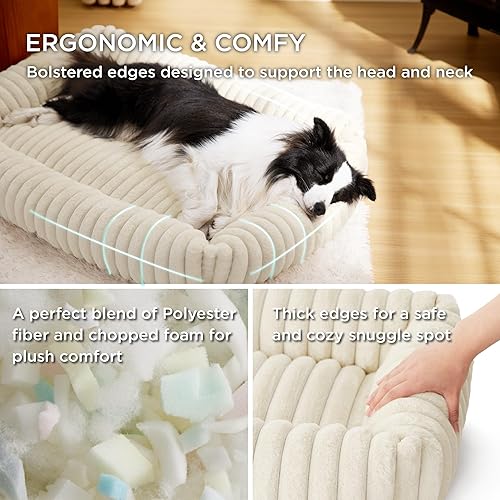 Miniatura 2 de Bedsure Linda cama para perros extra grandes, camas lavables y peludas XL para mascotas, camas rectangulares ortopédicas de forro polar de pana para