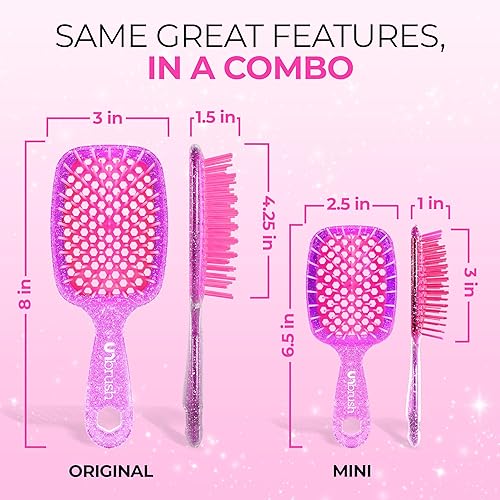 Miniatura 4 de FHI Heat - Paquete combinado de cepillo desenredante UNbrush Cepillo UNbrush original y mini para todo tipo de cabello húmedoseco Cepillo