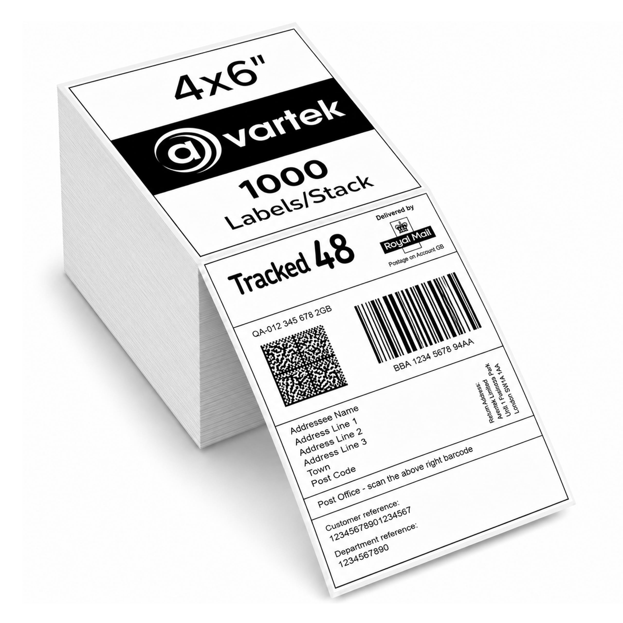 4x6 Direct Thermal Shipping Labels 1000 Labels (100 x 150mm) Fanfold Permanent Self Adhesive Barcode Labels Compatible with Zebra, Royal Mail, Amazon, DPD, UPS, DHL, Shopify, FedEx & Thermal Printers