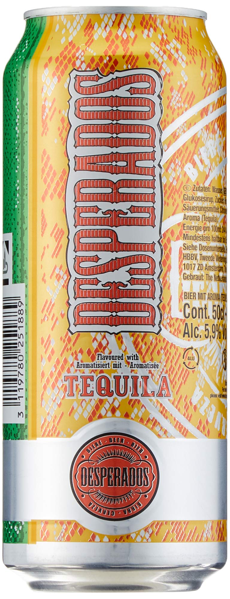 Desperados Tequila Bier Dose EINWEG 24 x 0.5 l Sortenreines Dosen-Set