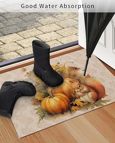 Miniatura 4 de Tapete para puerta delantera, tapetes absorbentes para entrada para interiores y exteriores, alfombras pequeñas para otoño, Acción de Gracias,