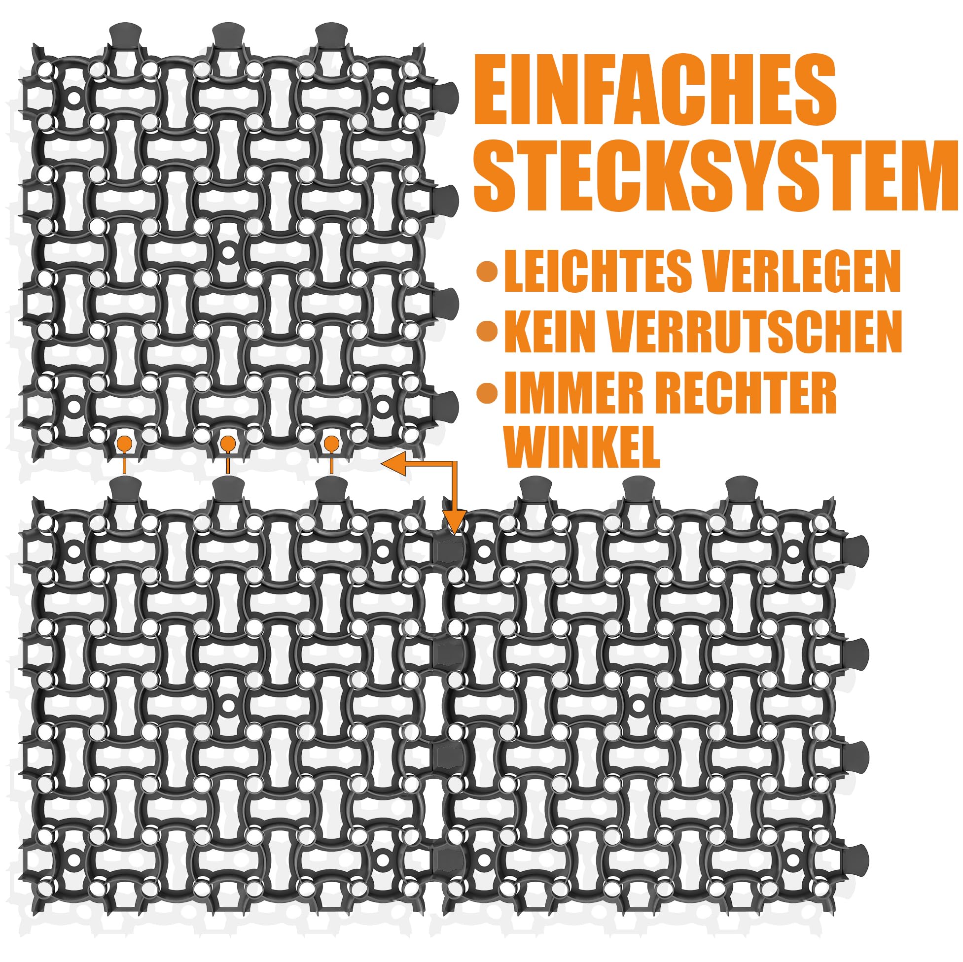 BigDean Rasengitter Kunststoff 100 Stück a 50 x 50 x 4 cm - 16 t/m² belastbar & befahrbar Paddockplatten in schwarz (25 m²)