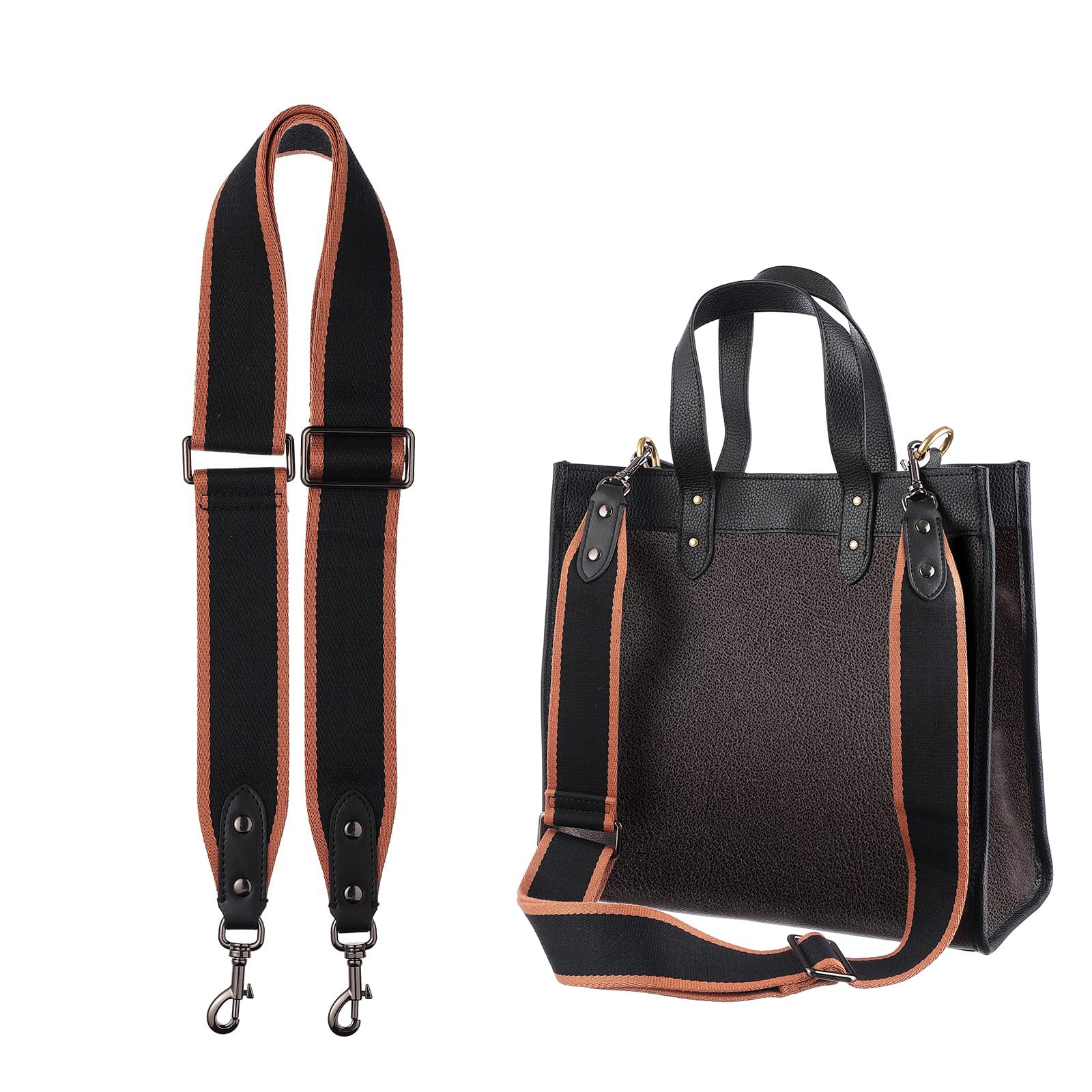 jiesinlov Bag Strap Replacement Crossbody Wide Shoulder Straps Adjustable for TOTE,Messenger Bags and Handbags (Black-S1)