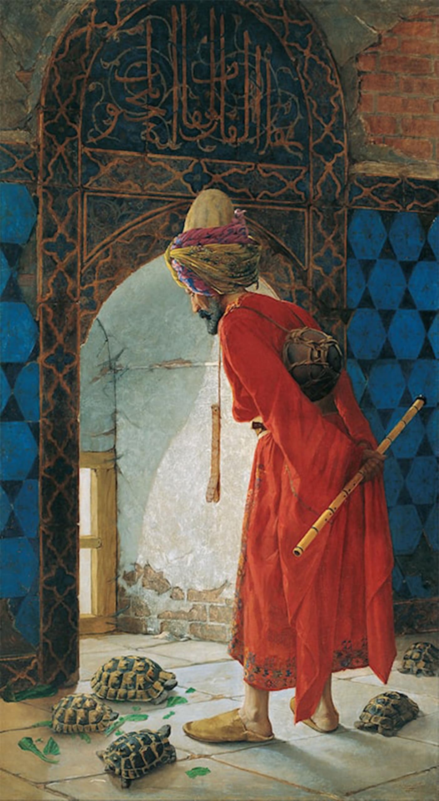 ARTXLXXBN Famous Prints Artwork Pictures Poster Painting Art the Tortoise Trainer by Osman Hamdy-bey Artwork Landscape Pictures for Home Decor 60x90cm