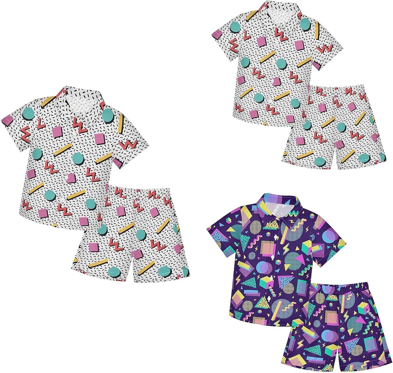Boy Summer Hawaiian 2 Piece Set Button Down Short Sleeve Shirt and Shorts Matching Comfort Outfit for Kids 2-15 Years