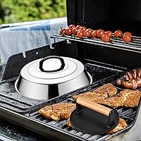 Vista 8 de Leonyo Cúpula de fusión y prensa de parrilla de hierro fundido, cubierta de hilvanado de 12 pulgadas con prensa redonda de tocino, triturador