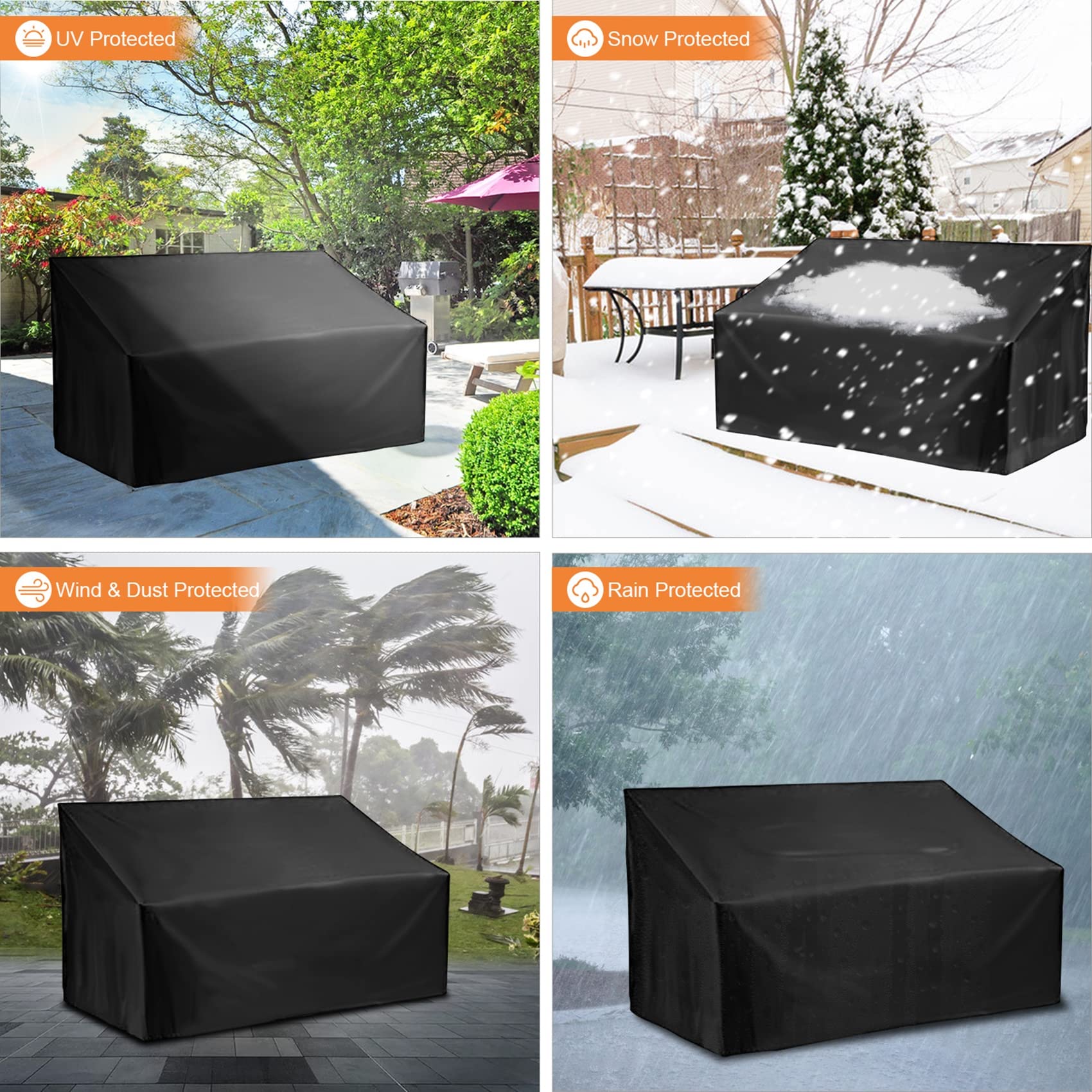 Fodera per Divano da Giardino a 2/3/4 posti, Fodere per mobili da Giardino, Tessuto Oxford Resistente agli Strappi Impermeabile, Fodere per sedie da Esterno