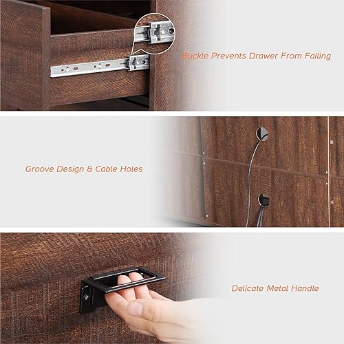 Miniatura 7 de WAMPAT Soporte de TV de granja para televisores de 65 pulgadas, centro de entretenimiento de 39 pulgadas de alto con cajones, gabinete de consola