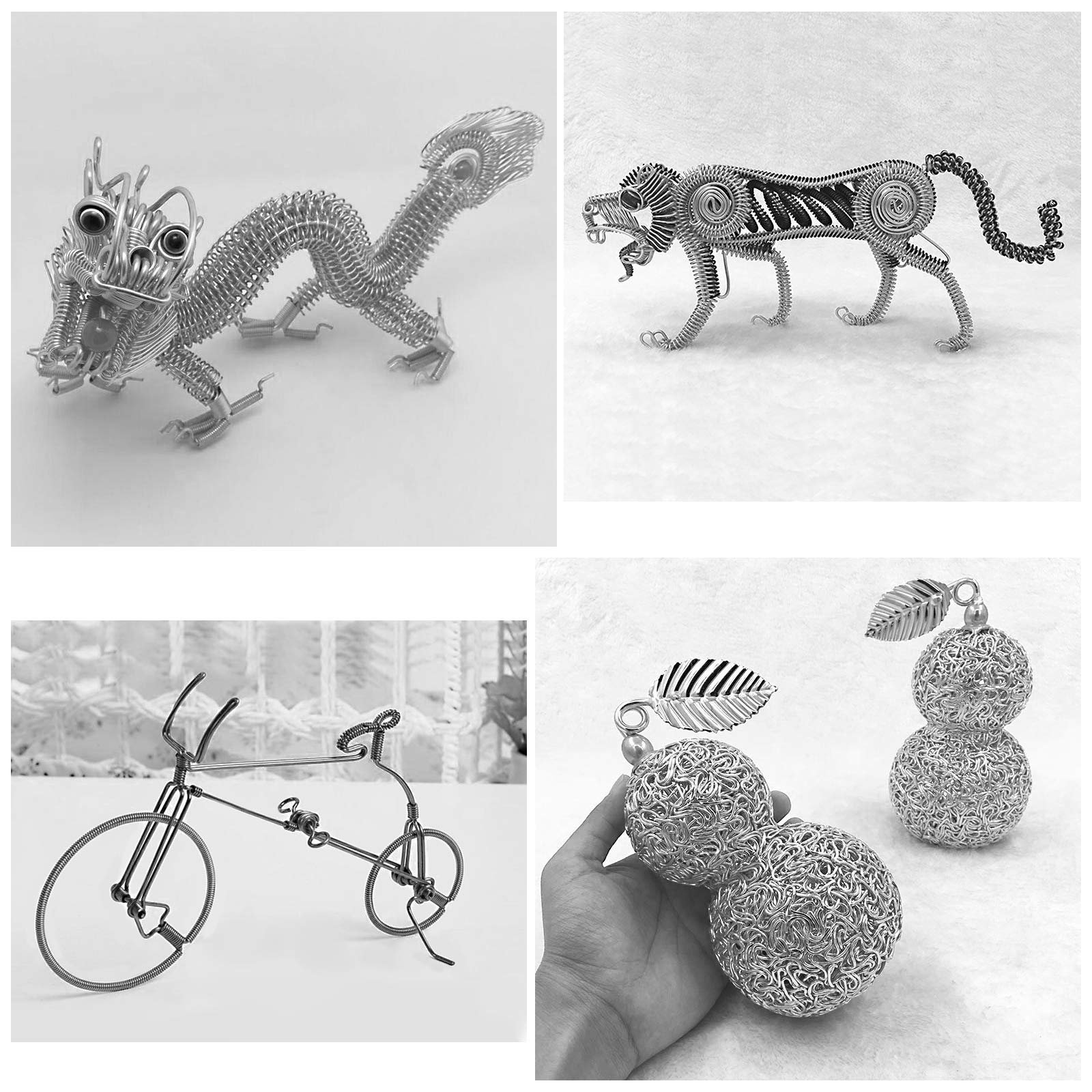 6 rotoli di filo di alluminio argento 0,8 mm 1,0 mm 1,2 mm 10 m/rotolo, 1,5 mm 2,0 mm 3,0 mm 5 m/rotolo per gioielli modellismo, fai da te scultura e artigianato