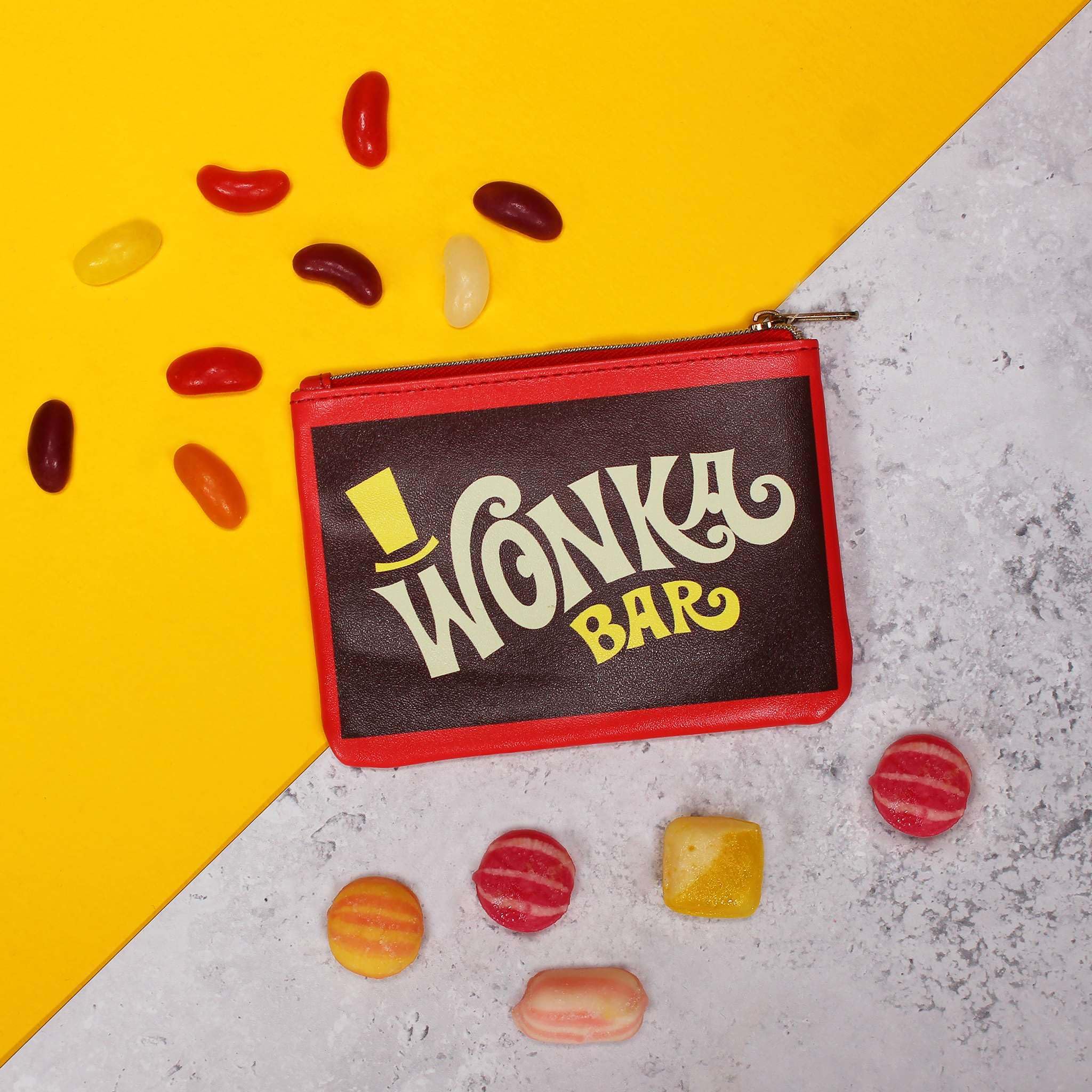 Half Moon Bay Wonka portmonetka na monety dla kobiet i mężczyzn | Idealny uchwyt na karty kredytowe i portfel na pieniądze, mała portmonetka na monety inspirowana barem Wonka i pamiątki filmowe | Etui