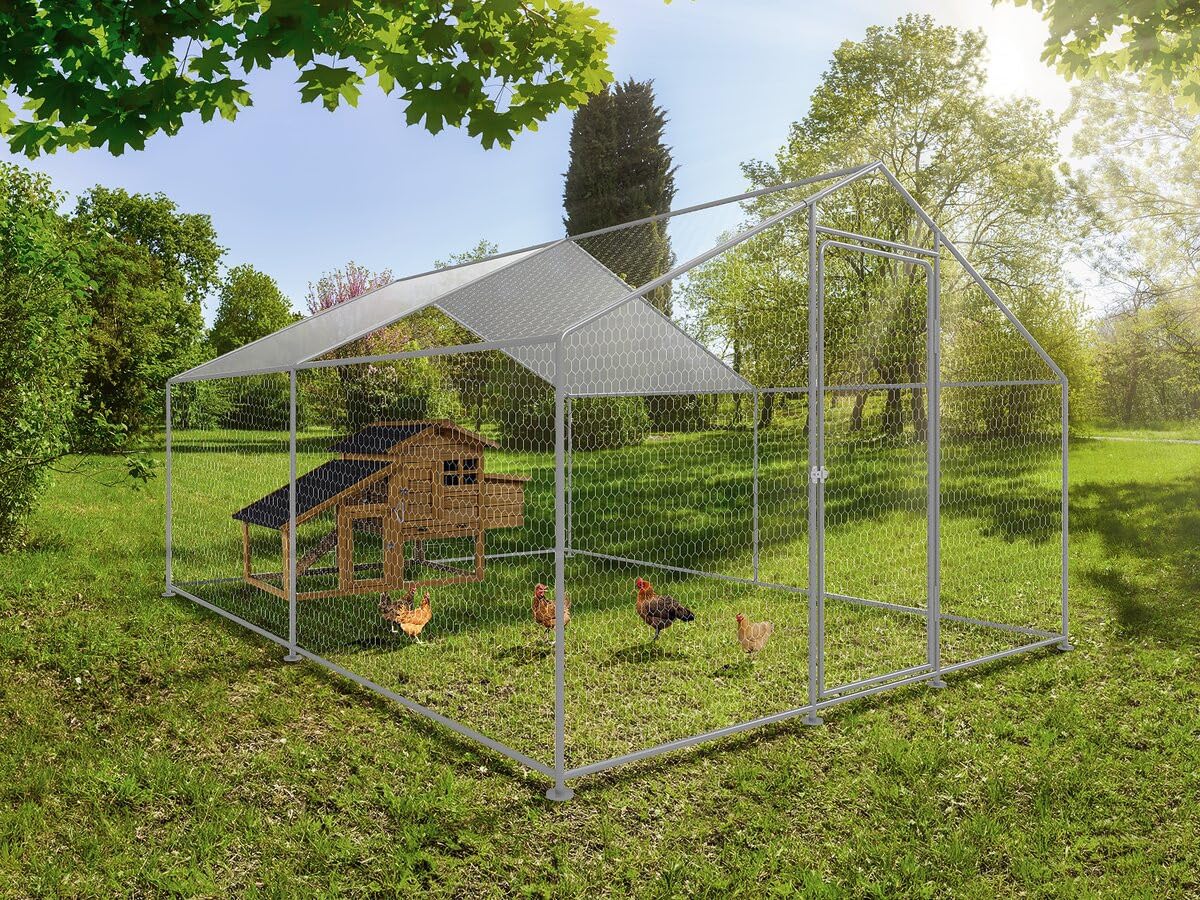Enclos à Poules 9 m² Parc grillagé 3 x 3 x 2 M Acier galvanisé