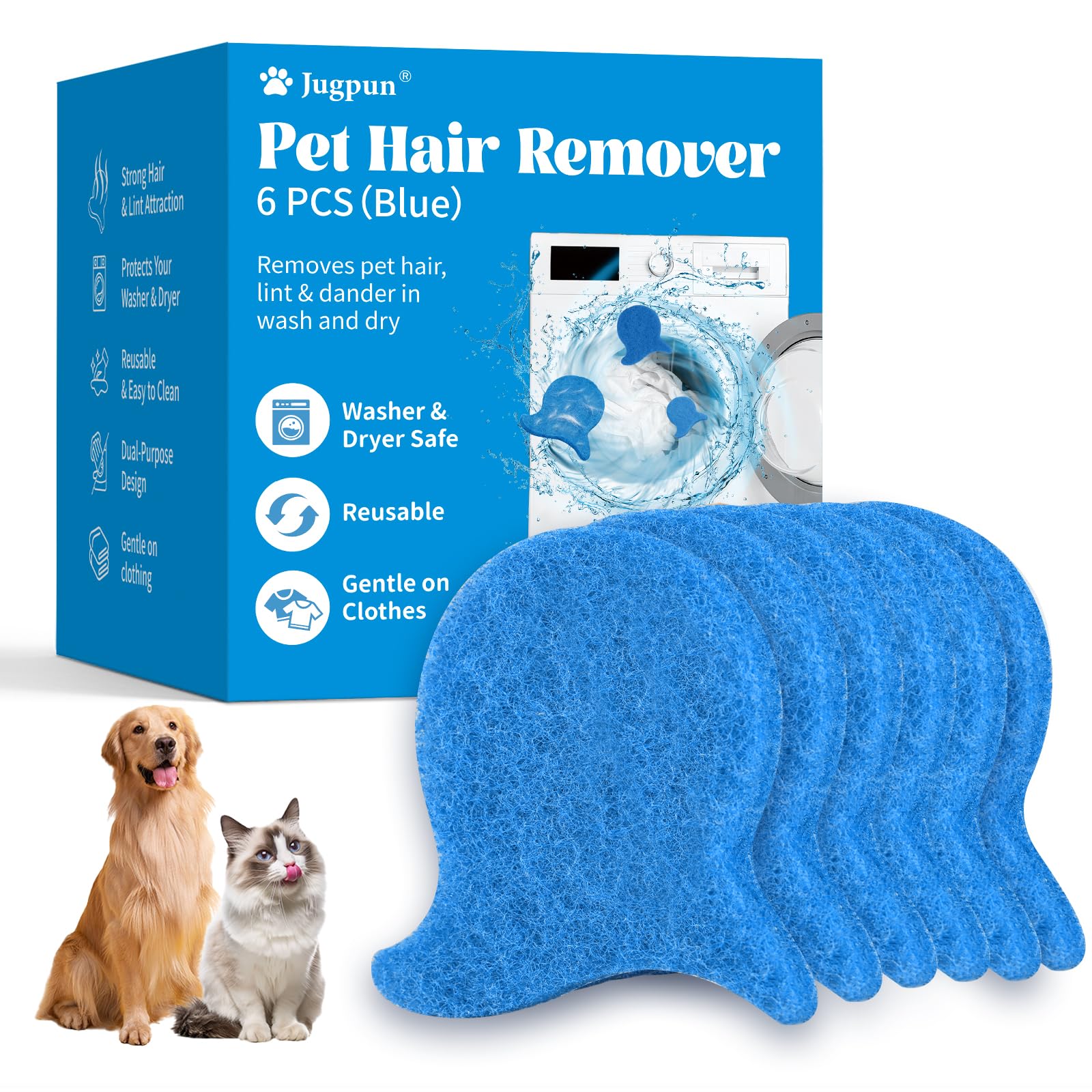 6 PCS Pet Hair Remover for Laundry Effectively Removes Fur Lint Dander Reusable Eco-Friendly Laundry Pet Hair Catcher