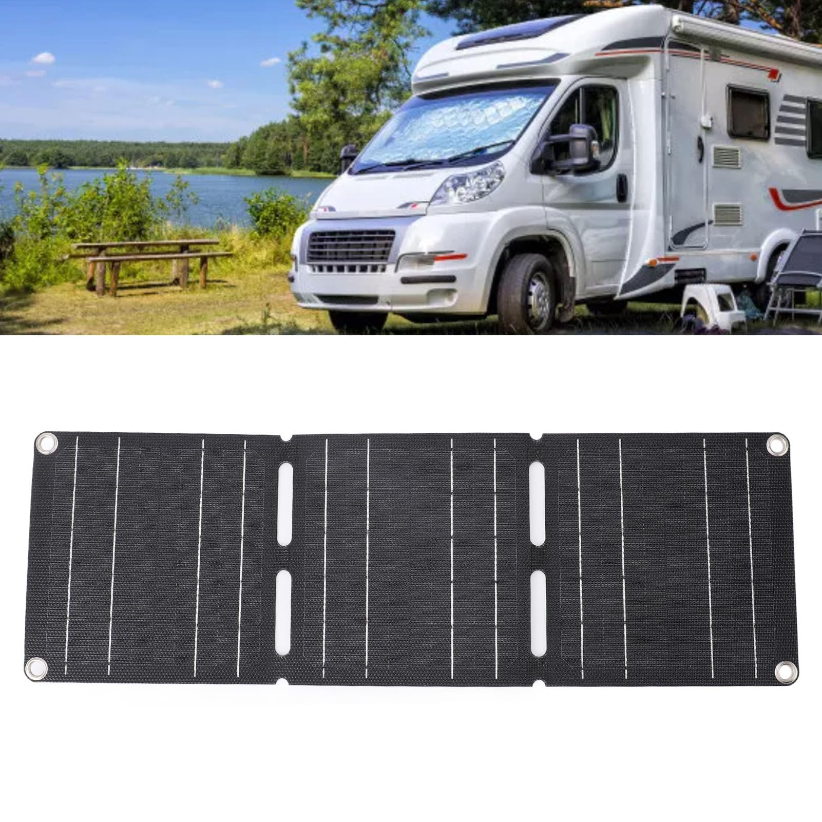 SOLAR PANEL DUAL USB OUTPUT IP68 PORTABLE FOLDABLE CHARGER FOR CAMPING