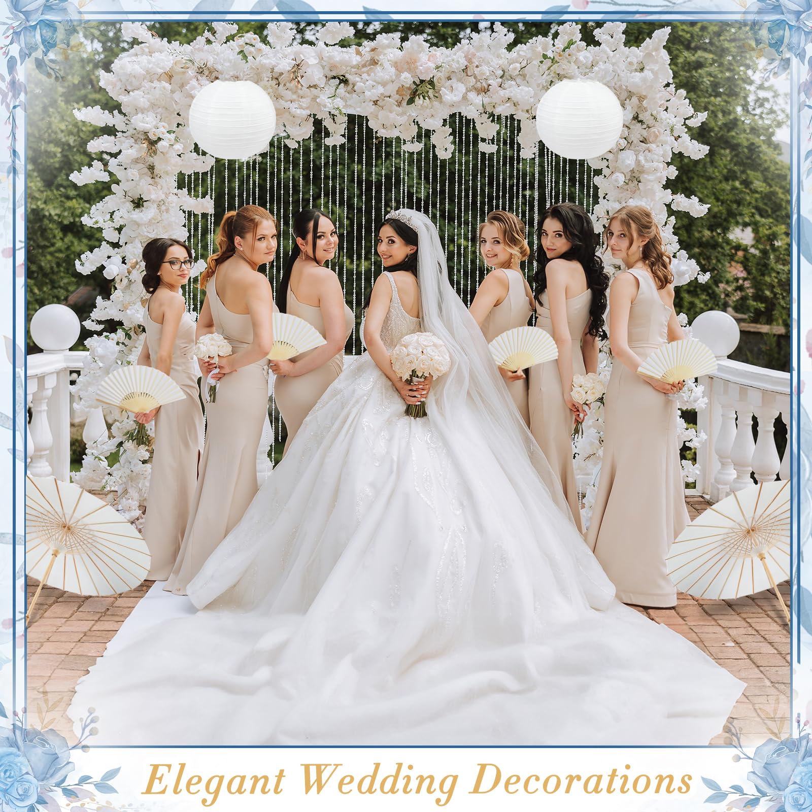 2-Pack White Paper Umbrellas - 15.75" Decorative Parasols For Parties & DIY Projects