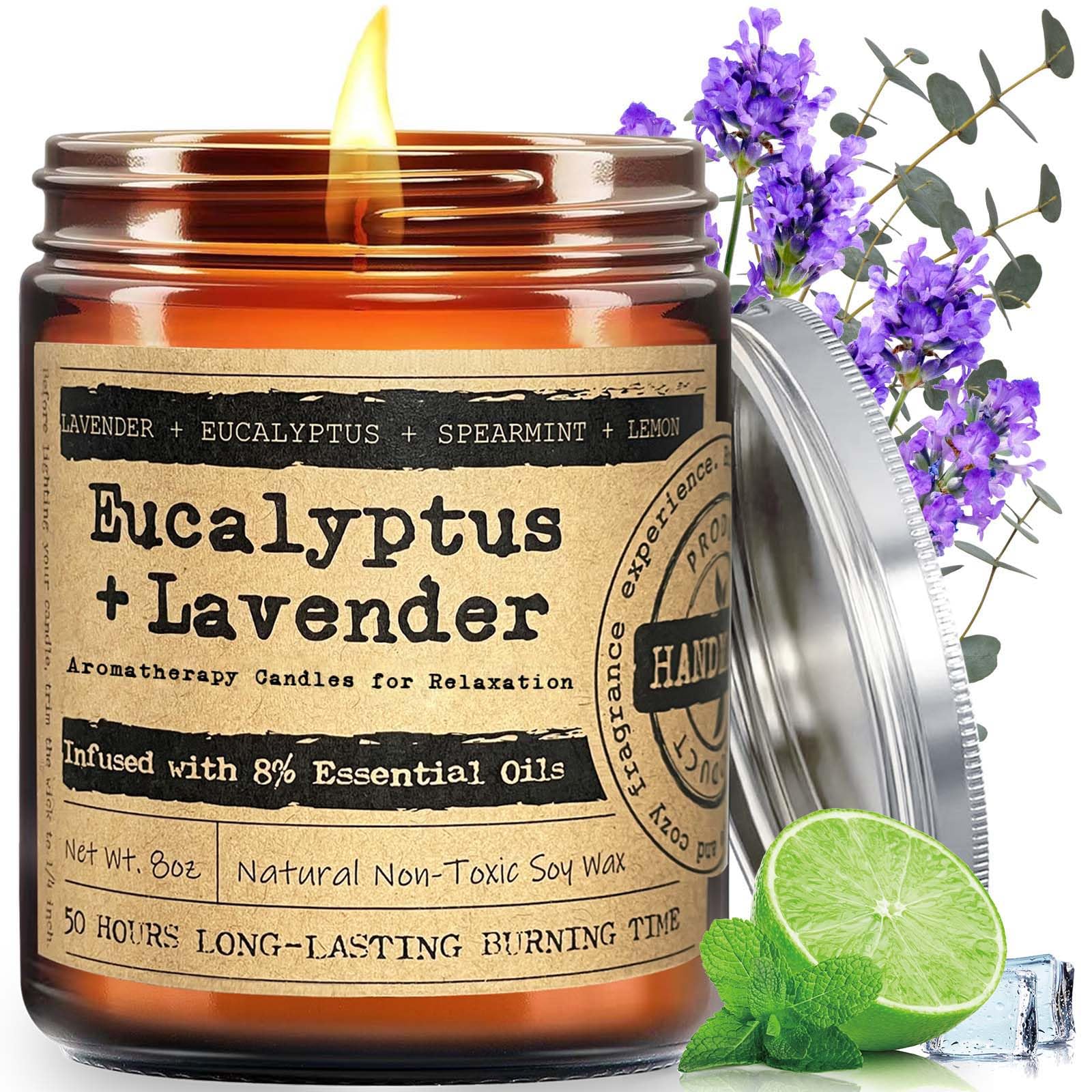 Świece aromaterapeutyczne o zapachu lawendy, eukaliptusa, 230 ml, świece zapachowe do domu, prezenty dla kobiet, odprężająca medytacja, joga, SPA, świece kąpielowe do wanny, relaks, świeca woskowa