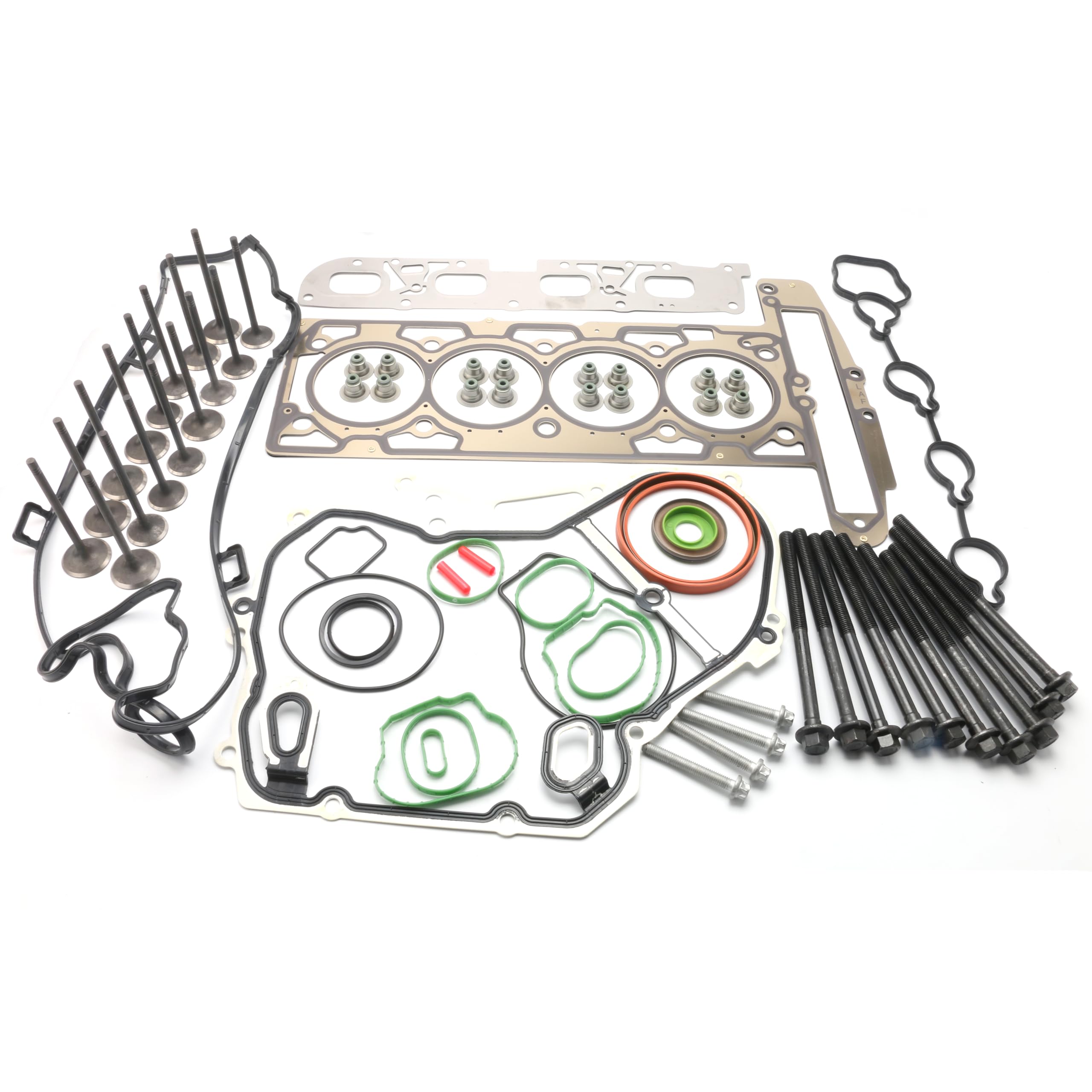 HLBTK Head Gasket Set with Head Bolts, Intake & Exhaust Valves for Chevy Equinox Malibu Impala, Buick Regal Lacrosse Verano, GMC Terrain 2.4L 2010-