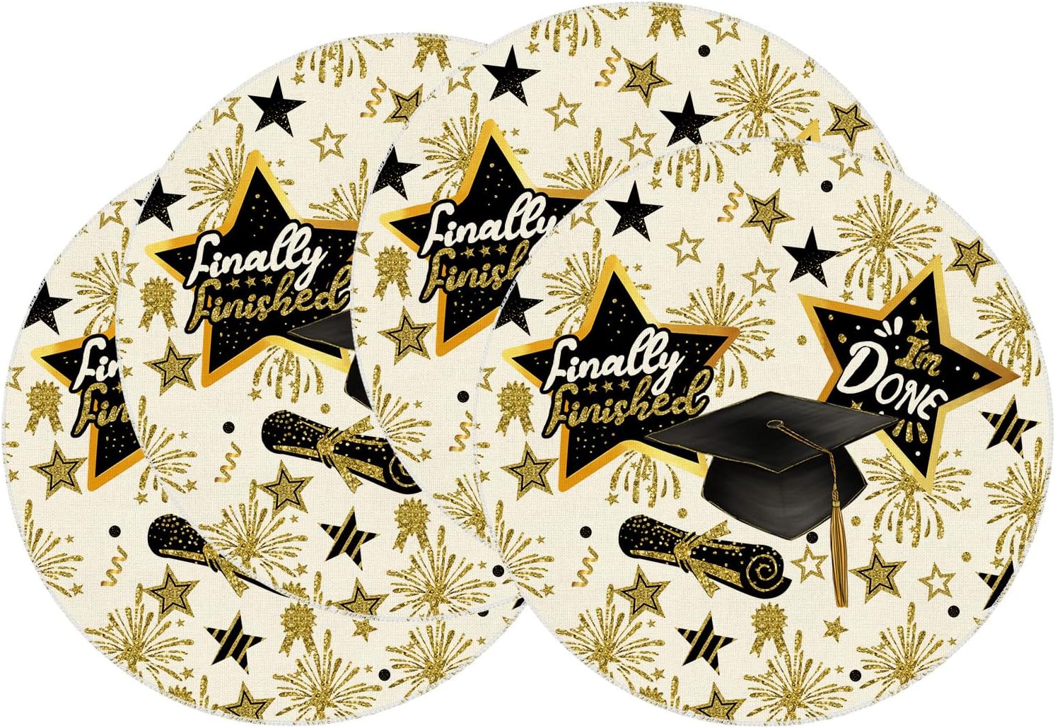 XCHI Finally Finished Grad Cap Firework Graduation Table Runner Table Decoration for Party Home Kitchen Dining Holiday Decor 13x72 Inch