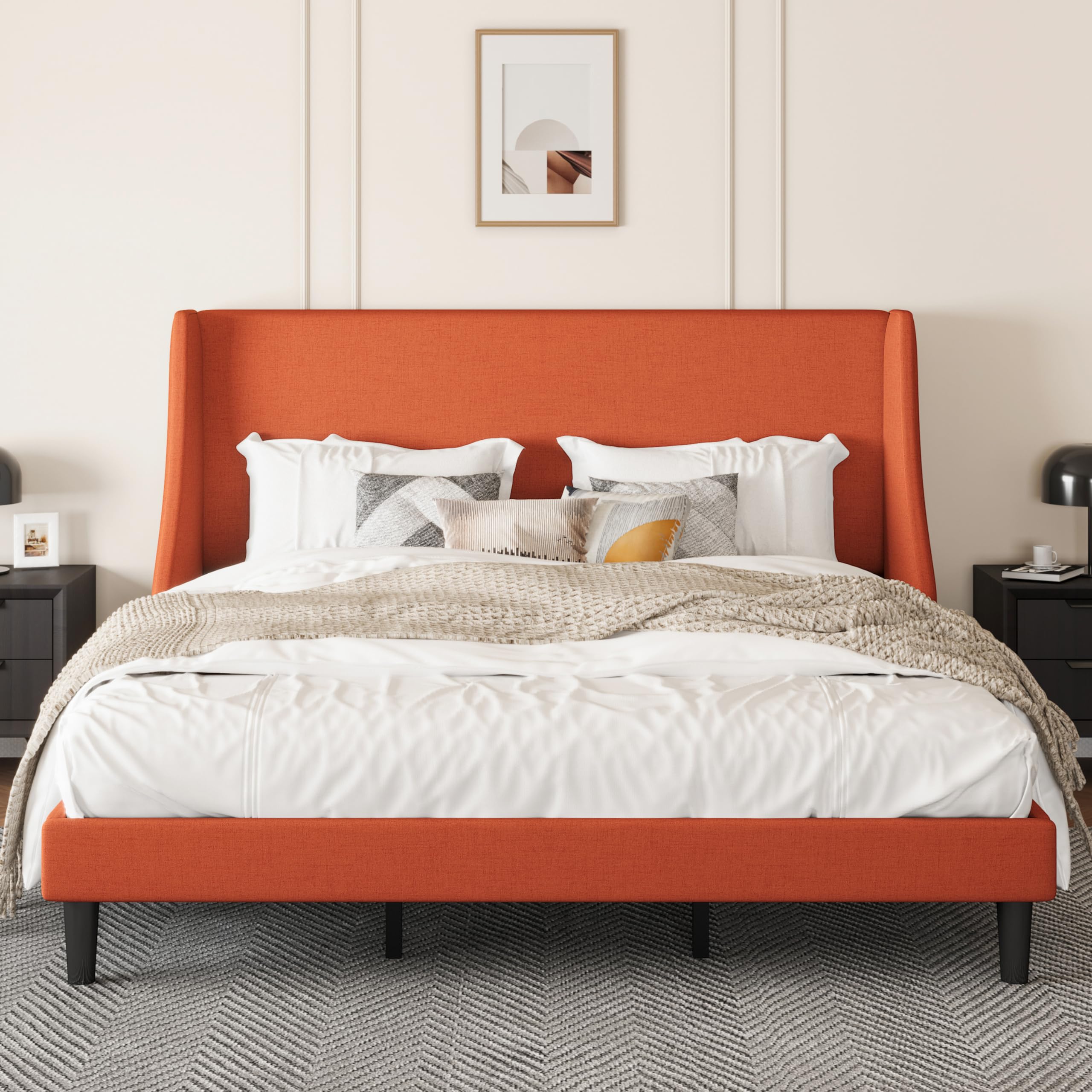 Amazon.com: SHA CERLIN Upholstered Bed Frame King Size with