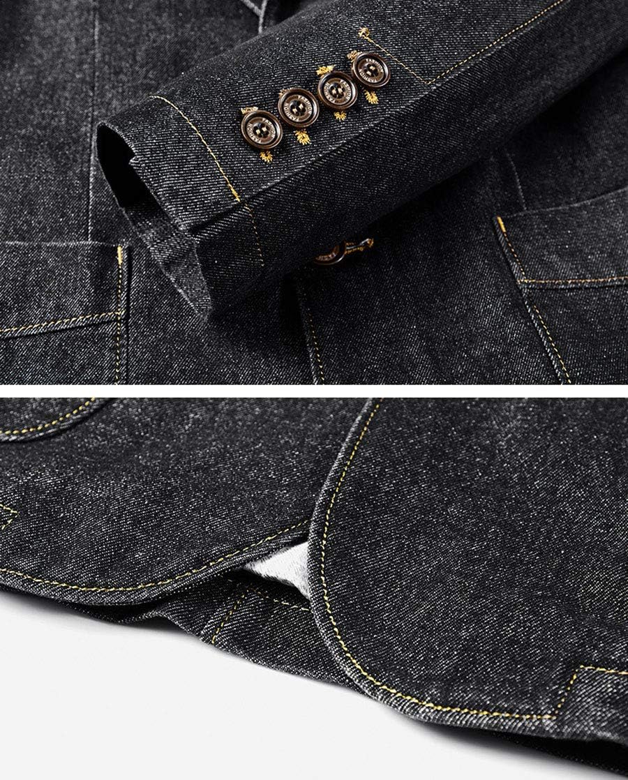 ebossy Men's Casual Slim Denim Blazer Two Button Business Suit Jacket Sport Coat - Image 6