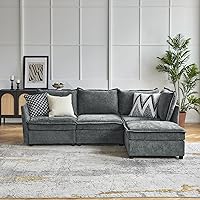 Vista 23 de HULALA HOME - Juego Moderno de Sofás de Chenilla, Sofá de 1 Plaza, Sofá de 3 Plazas, Juego de 2 Sofás Nube con Almacenamiento, Cómodos Sofás Butacas