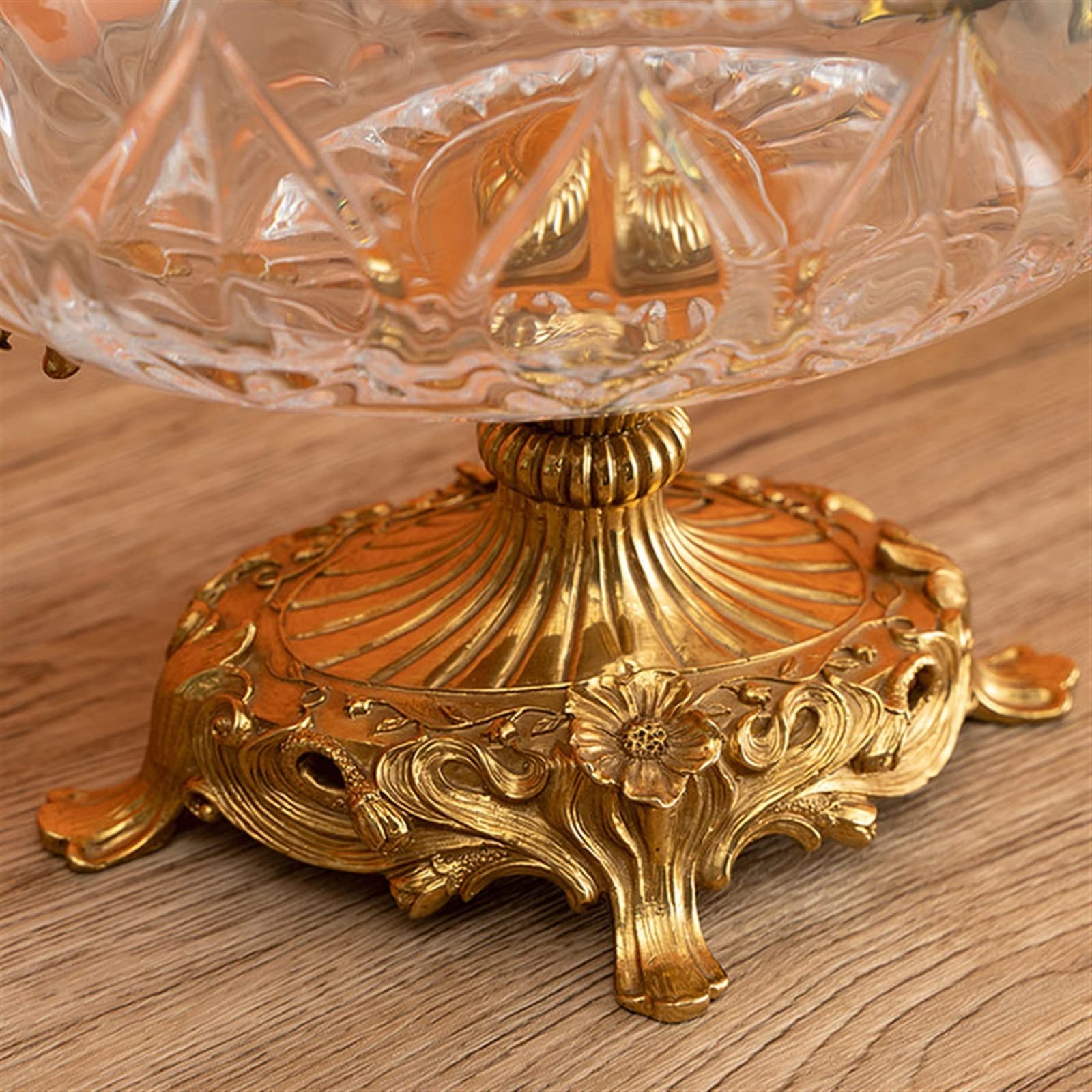 Bols à Fruits Bol à Fruits Chinois rétro Cristal Transparent décoratif Assiette à Fruits Grand Verre Bol à Bonbons Base en cuivre Plat à Fruits Corbeille à Fruits
