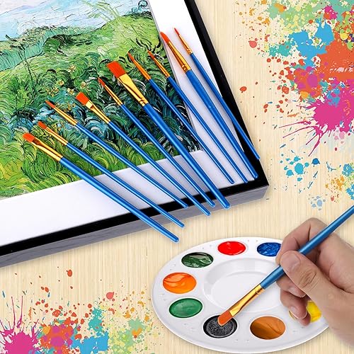Miniatura 4 de Juego de paletas de pinceles de pintura, 20 pinceles de nailon para el cabello y 5 paletas de pintura, pinceles para acuarela acrílica, óleo,