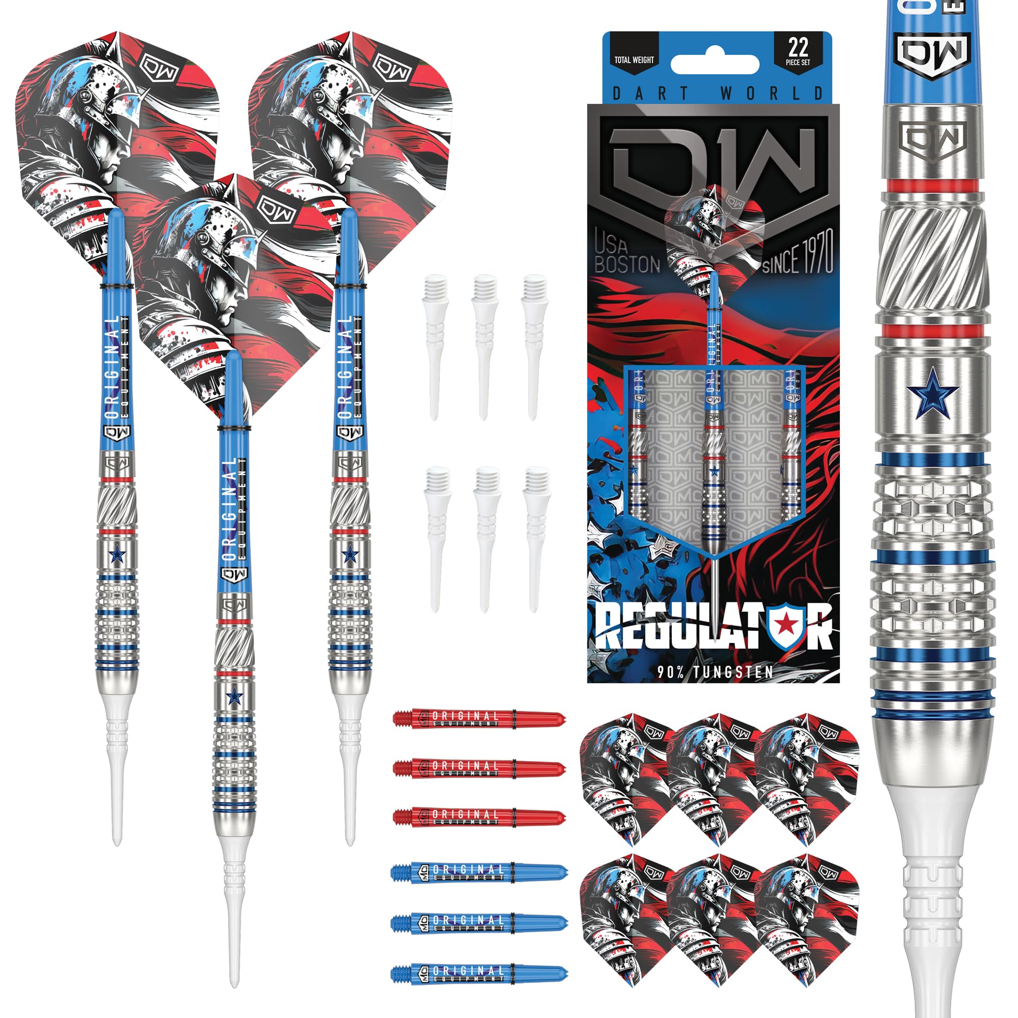 DW Regulator 90% Tungsten Soft Tip Darts, Precision Balanced, Accurate and Durable - Perfect for Professional and Recreational Players (18G), Silver