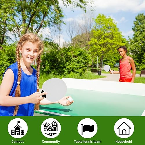 Miniatura 4 de Juego de 10 palas de tenis de mesa con 10 bolas compuestas profesionales, raquetas de goma portátiles para interiores y exteriores (blanco)