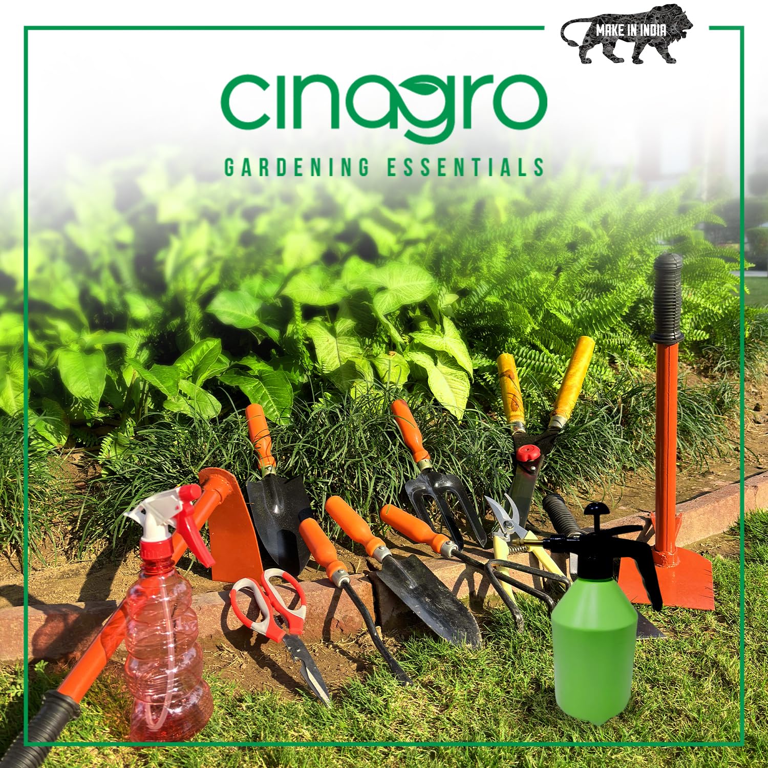 Cinagro Garden Tools Kit Set of 7, Weeder, 2 Trowels, Hand Fork, Cultivator 3