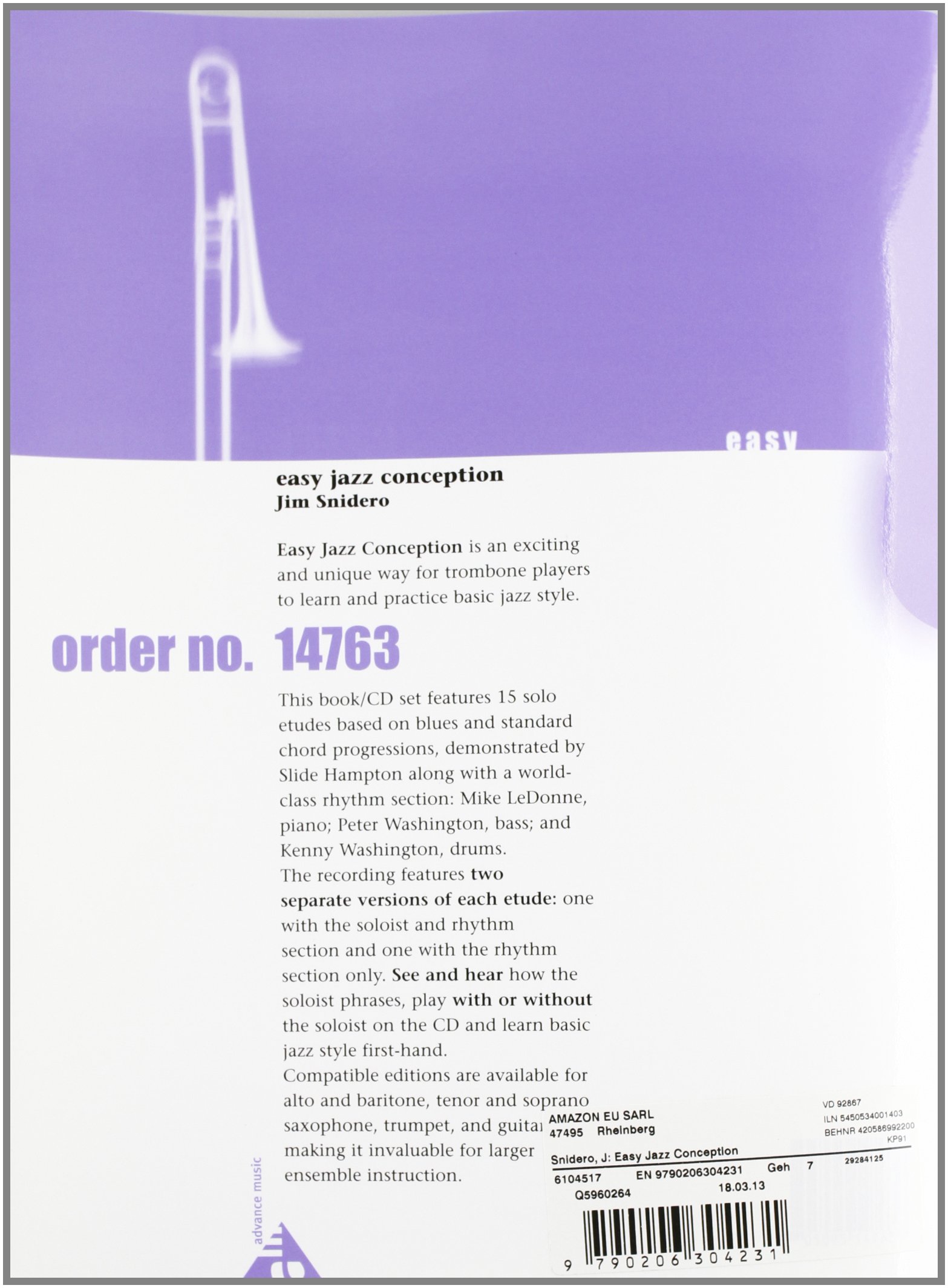 Easy jazz conception trombone +cd