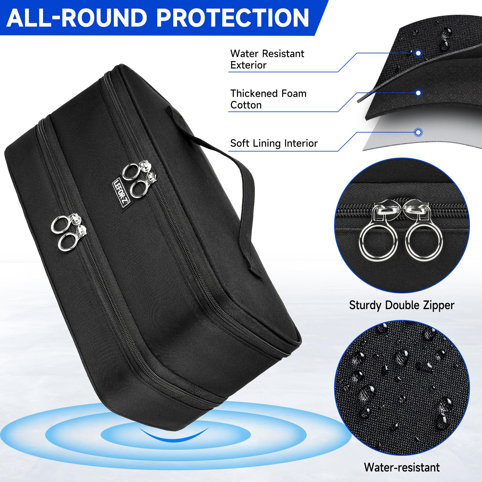 Custodia da viaggio compatibile con lo styler/asciugacapelli Shark Flexstyle, a doppio strato, compatibile con Dyson Airwrap Styler/Supersonic asciugacapelli e accessori, Nero, Compatto
