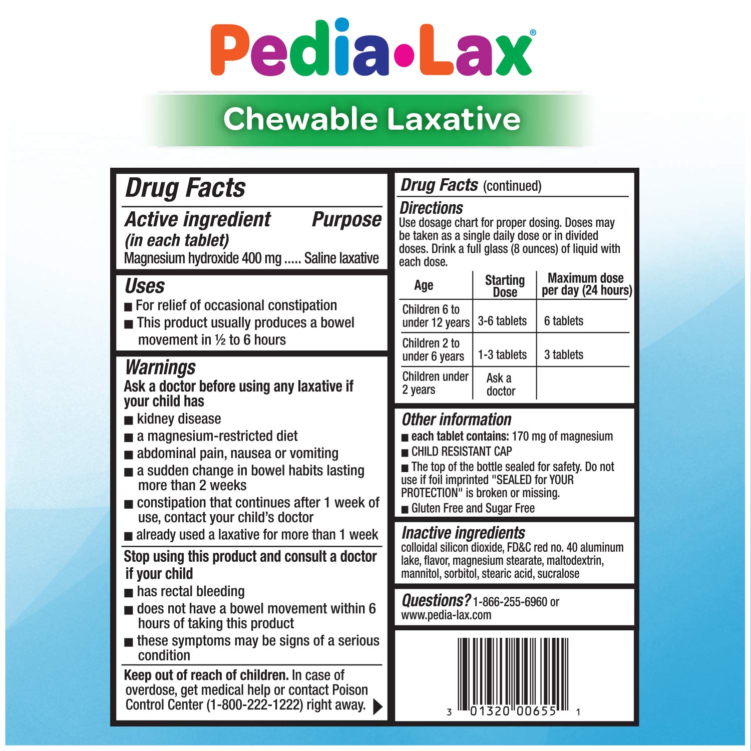 PediaLax Kid's Oral Saline Laxative Chewable Tablets (Pack of 3,30