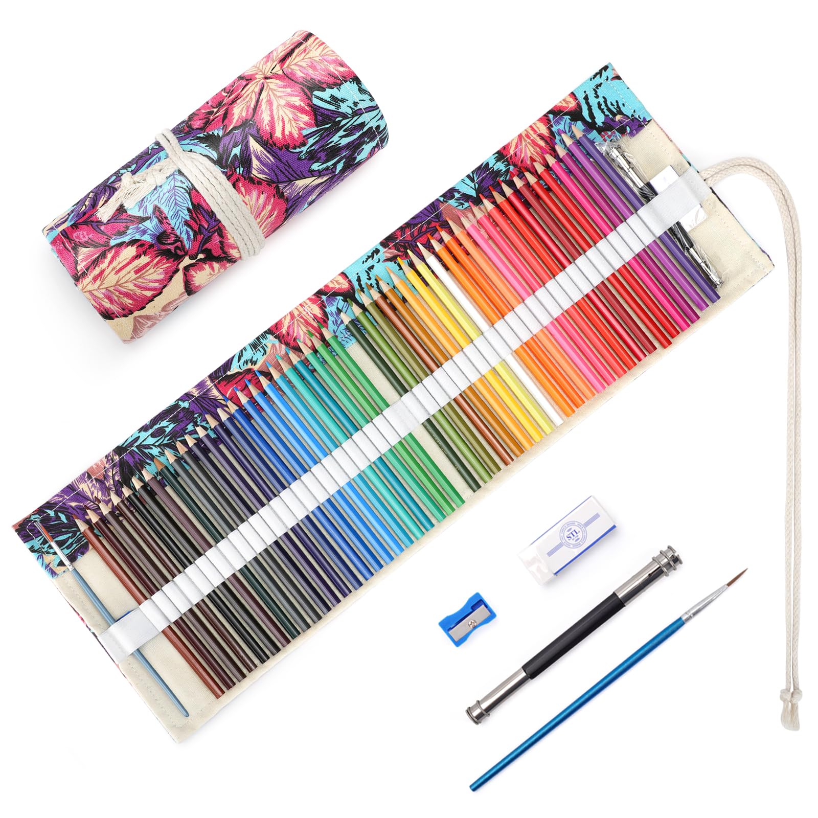 TOYESS 48 Lápices de Colores Profesionales con Estuche Enrollable para Niños y Adultos, Arce