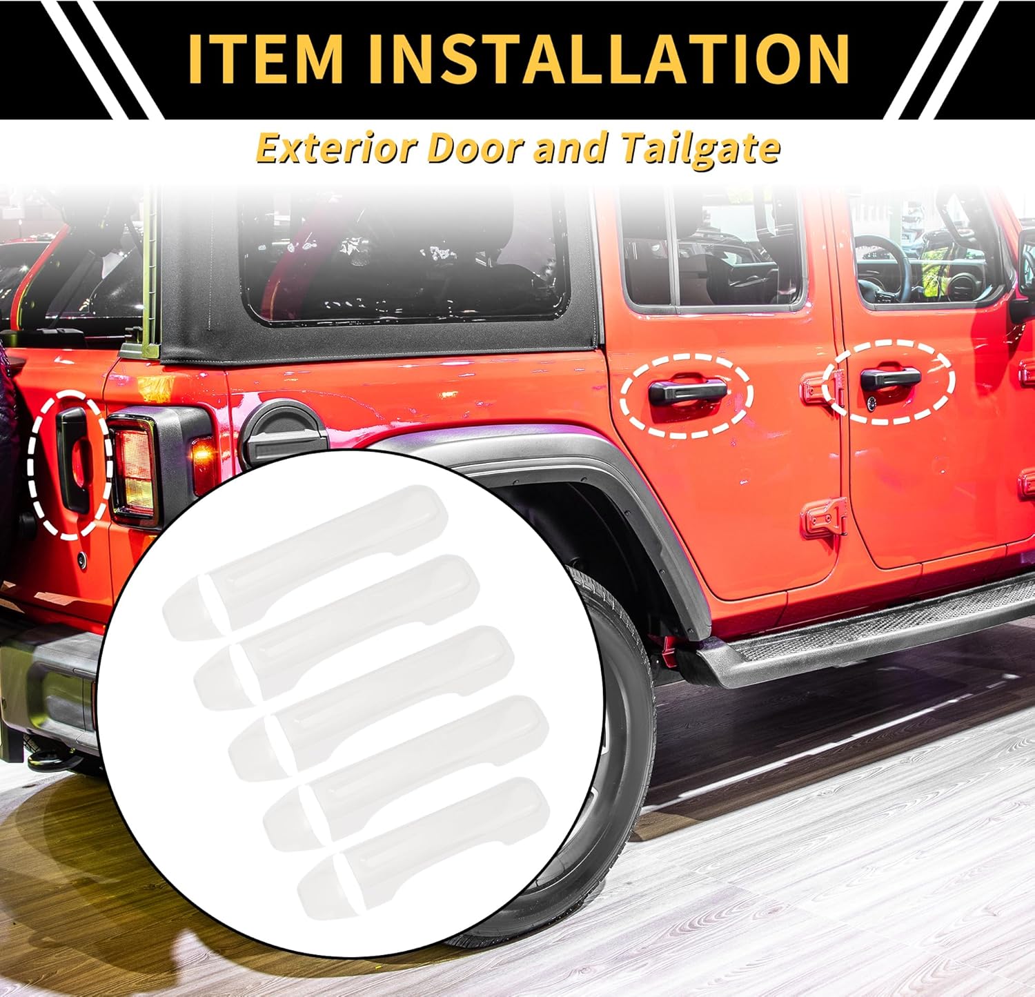 1 Set Exterior Door Handle Covers Tailgate Door Handle Cover for Jeep Wrangler JL JLU 2018-2022 for Jeep Gladiator JT 2020-2021 Car Door Handle Protector ABS White