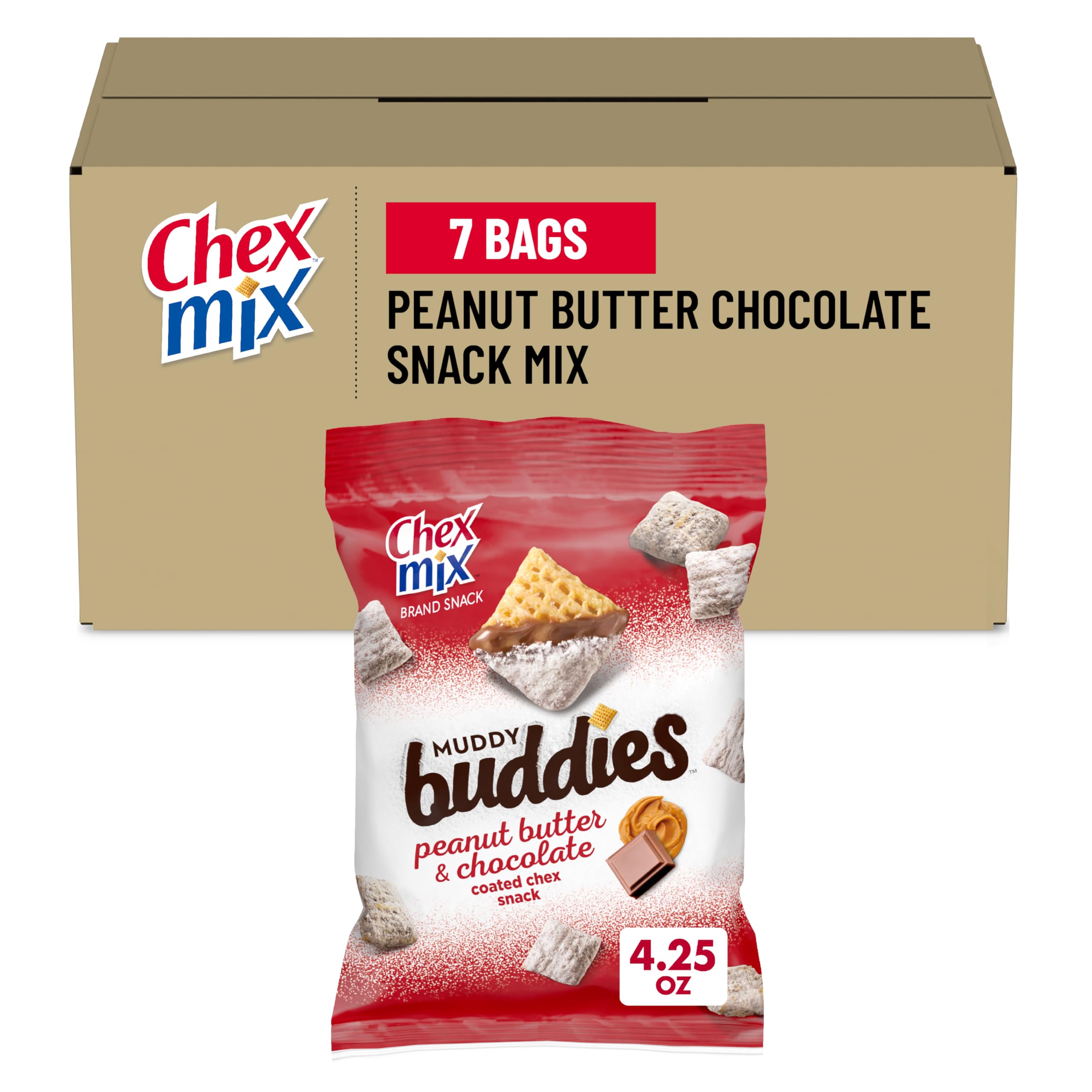 Chex Mix Snack Muddy Buddies Peanut Butter Chocolate (Pack of 7)