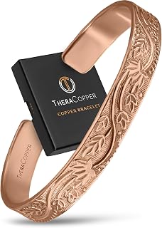 TheraCopper 100% Pure Copper Bracelet for Men & Women - Handmade Tibetan Cuff Bangle, Raw Solid Uncoated Adjustable Fit
