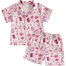 Western Baby Girl Silk Pajamas Set Cowgirl Button Down Short Sleeve Shirts Tops Shorts 2 Piece Satin Pj Lounge Set
