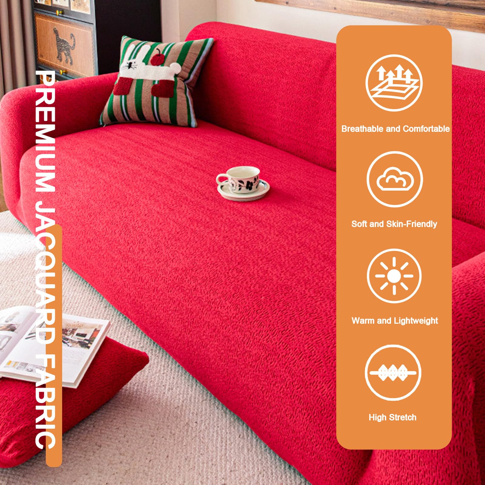 Copridivano 3 Posti in Velluto, Fodere Copridivani Elasticizzato, Sofa Cover AntiGraffio Gatto, Copertura Divano Antiscivolo Protezione per Divani(Size:2 Seater(145cm-185cm),Color:Blu)