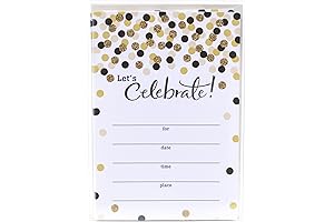 Hallmark Birthday Party Invitations: Let's Celebrate with Gold and Black Dots
