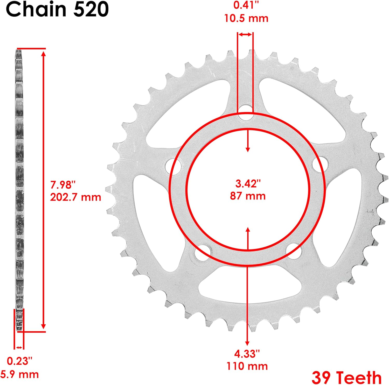 Caltric Red O-Ring Drive Chain and Sprockets Kit Compatible with Suzuki GS500E 1989-2000