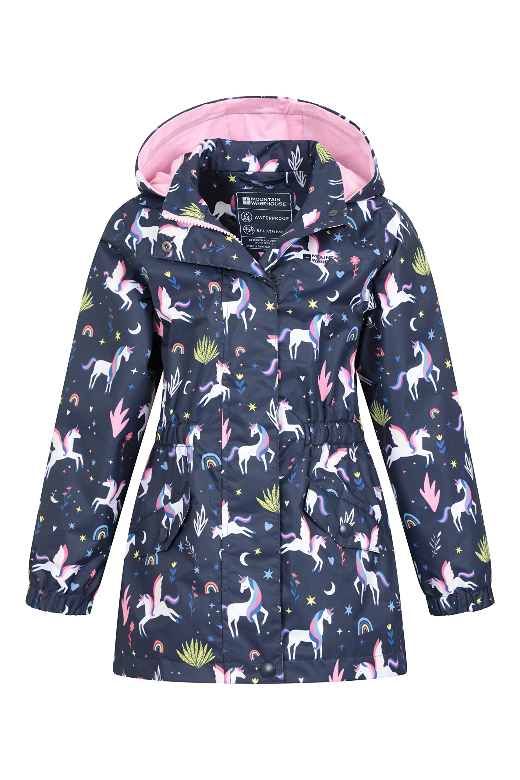 Mountain Warehouse Dale leichte wasserdichte Kinderjacke - Fleece gefütterte Regenjacke, Mädchen/Jungen, verstellbare Bündchen - Frühling Sommer