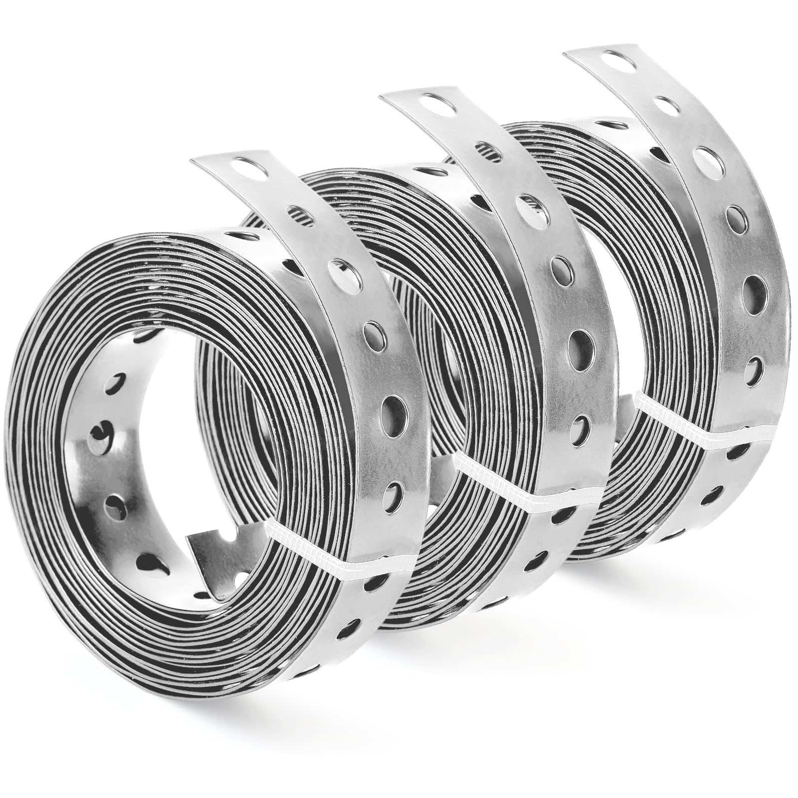 UNIFAMILY 3 Rolls Metal Strip with Holes, 3/4 Inch × 10FT Galvanised Perforated Metal Strip