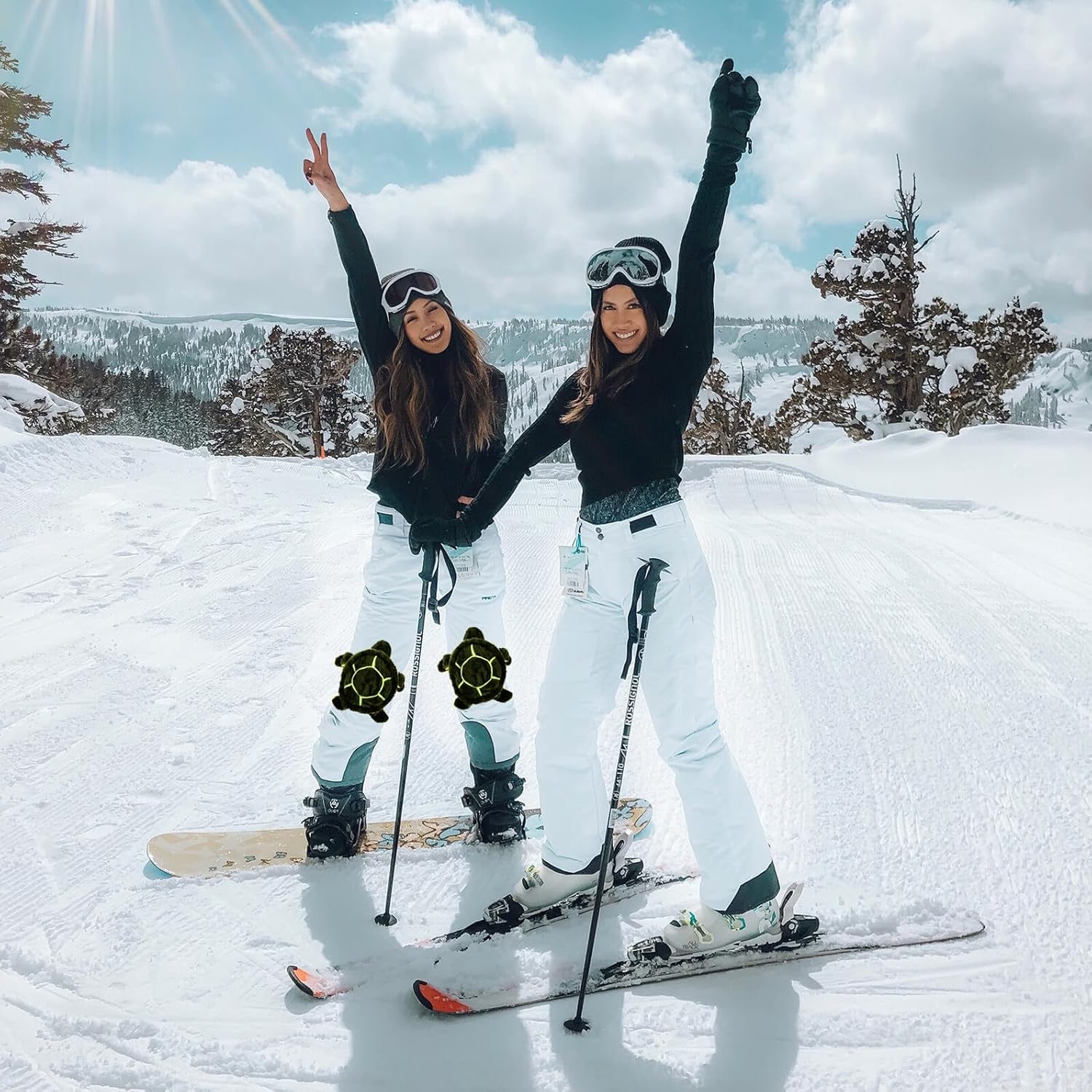 2pcs Turtle Plush Knee Pads Skiing Ice Skating Outdoor Knee Protection Pad for Roller Skating and Winter Sports