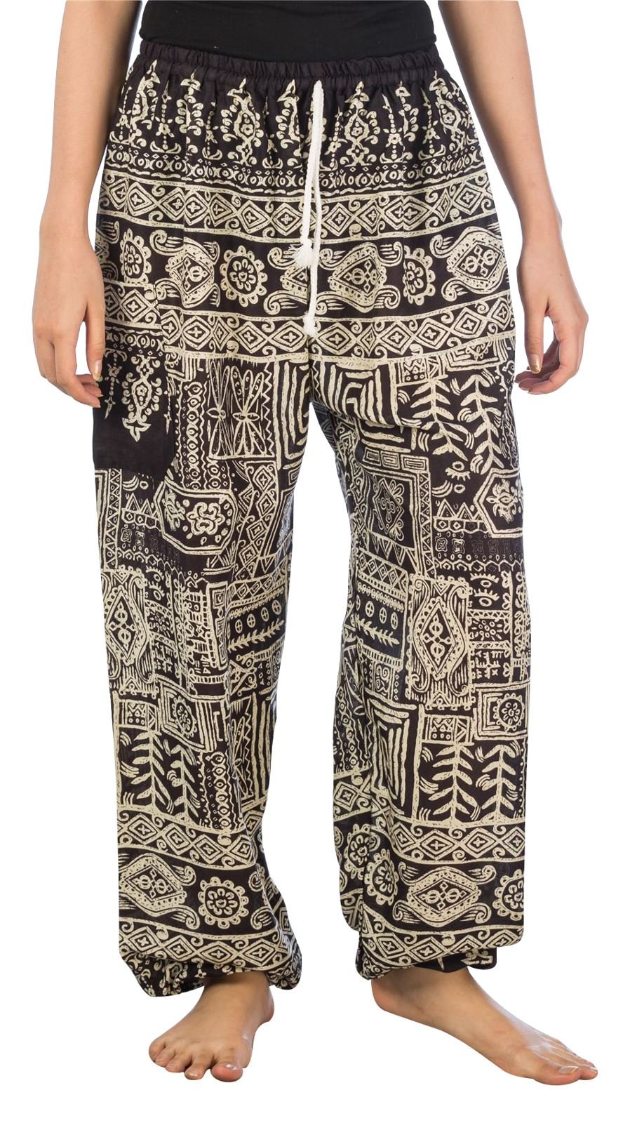 Lofbaz Women's Funky Drawstring Harem Genie Boho Pants Black 3XL