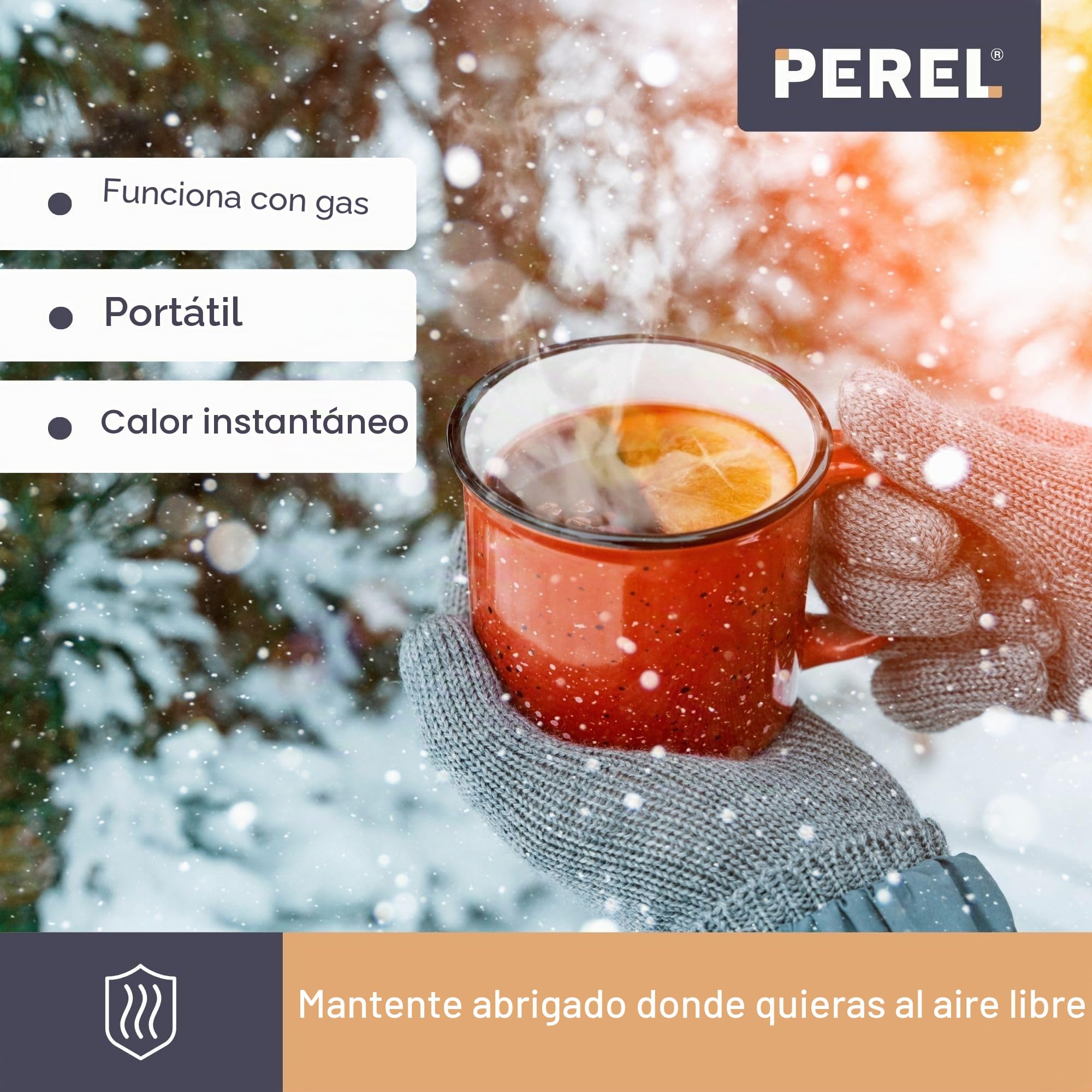 Perel Calentador de terraza sobre gas, butano o propano, 4500 W