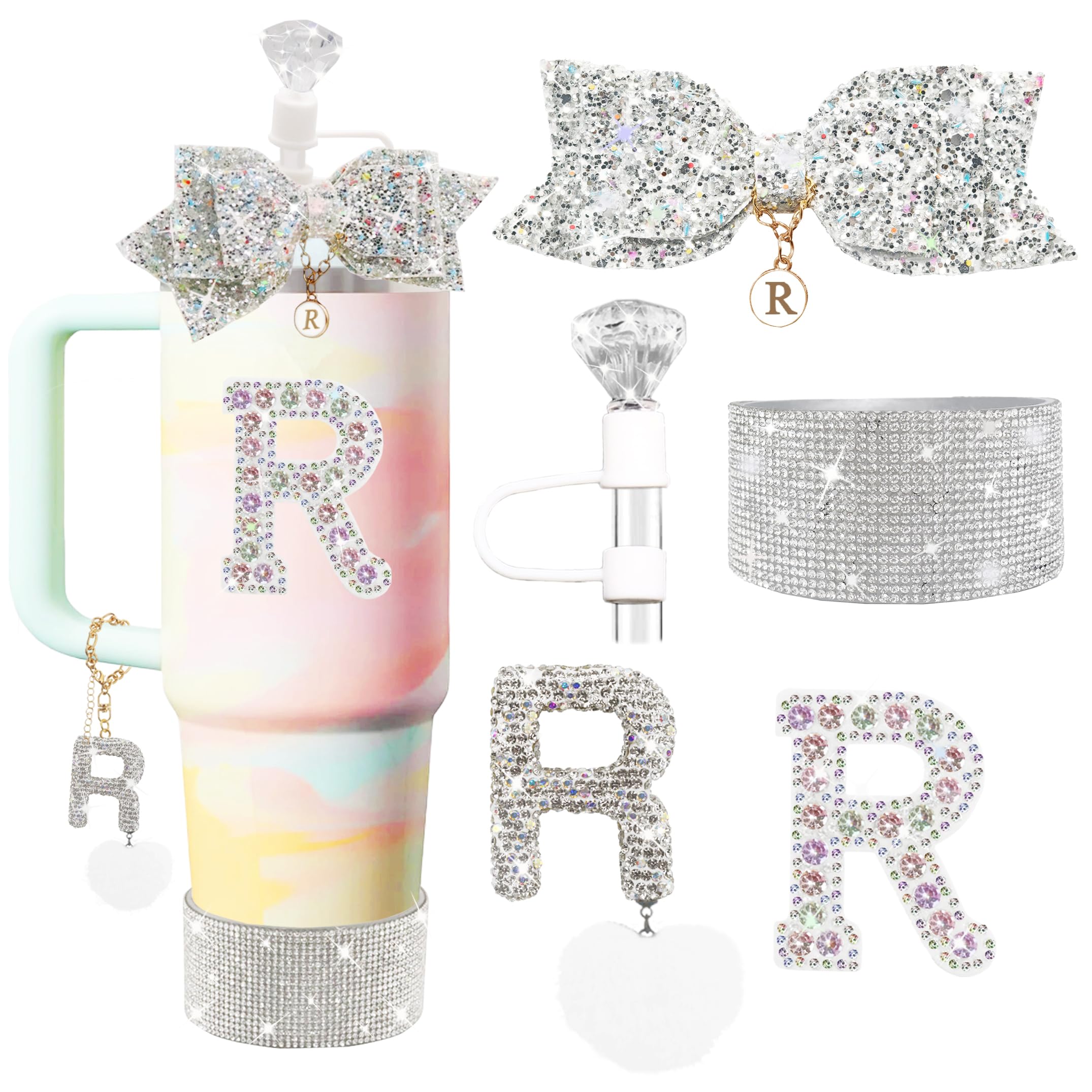 XIANGYUAN Stanley Cup accessories,30 and 40 ounces of the Stanley Cup accessories set by the Stanley diamond straw,the bow decoration, the diamond cup