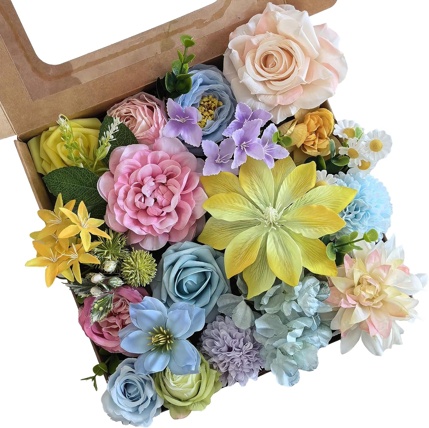 Garvee 30 Pcs Artificial Flowers for Home Decor Indoor, Realistic Faux Silk Flower Bulk with Iron Stem, Decorative Floral Arrangement for Wedding Party Bouquets Centerpieces Backdrops, Pastel