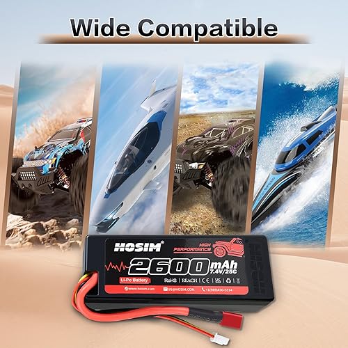Miniatura 6 de Hosim 2 unidades 2S 7.4V 2600mAh Lipo batería 25C con 1 cargador USB y 1 correa de batería RC Car Truck RC Vehículos Barco Batería para X08 X07 X07W