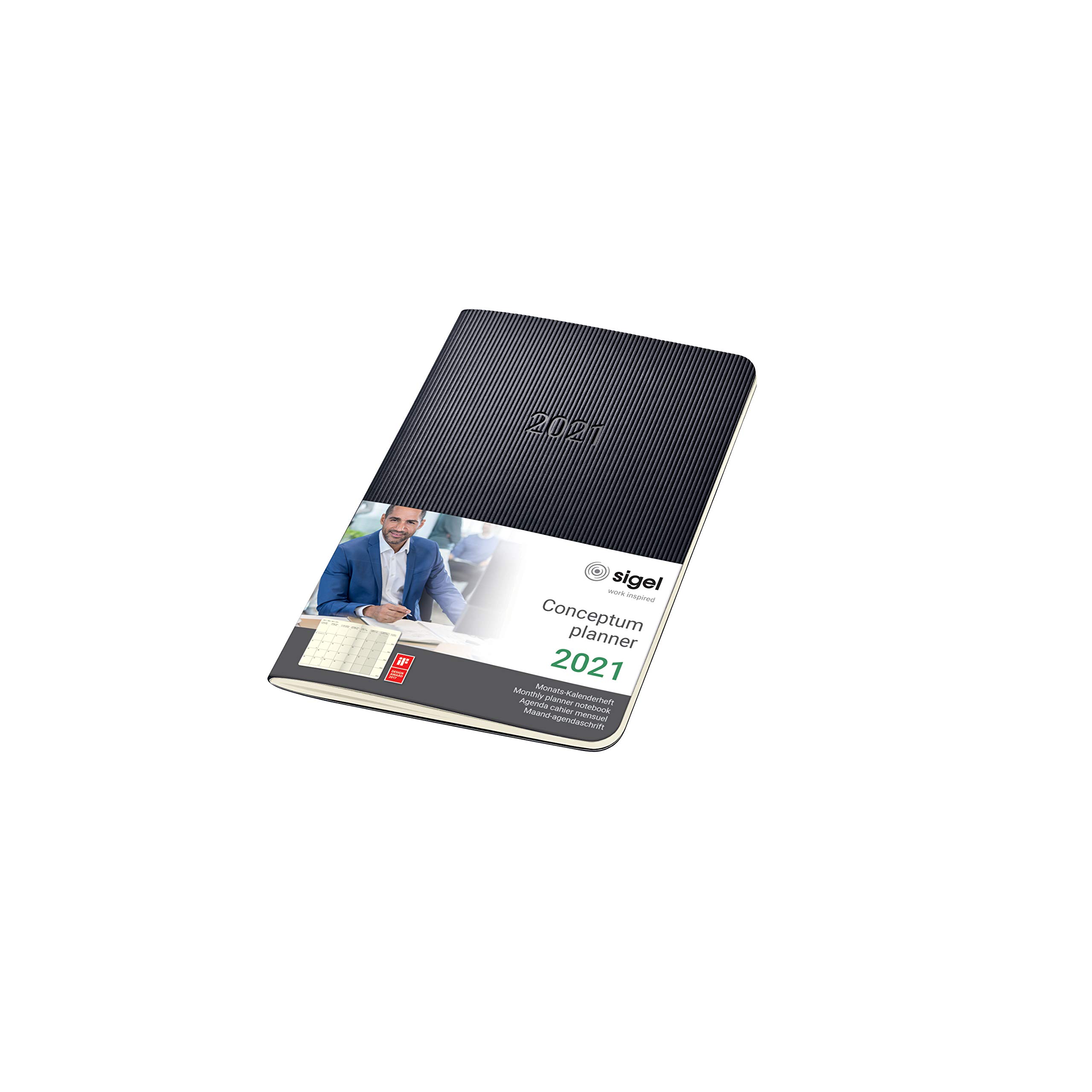 SIGEL C2185 Monthly Diary 2021, Approx. A6, softcover, Black - Conceptum